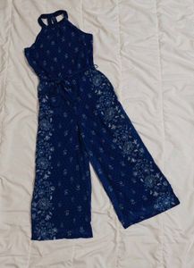 Blue Floral Print Jumpsuit