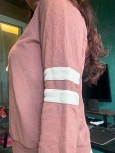 Mauve Hoodie with Stripes