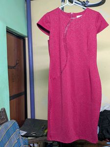 Burgundy Cap Sleeve Sheath Dress