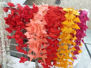 Set of 4 Handmade Fabric Triangle Strings Torans