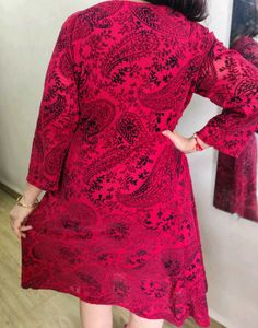 Red Paisley Print Tunic Dress