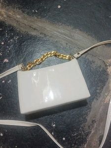 White & Gold Chain Bag