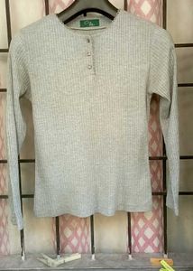 Green Long Sleeve  and same grey ribbed tops