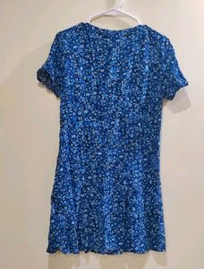 H&amp;M Blue Front Button Dress In Size 8