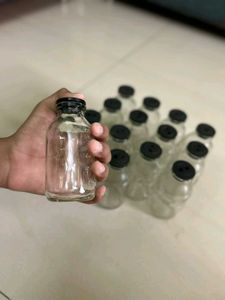 15 Empty Glass Vials w/ Black Caps