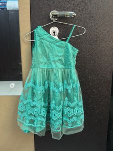 Girl's Party Dress - Aqua Lace