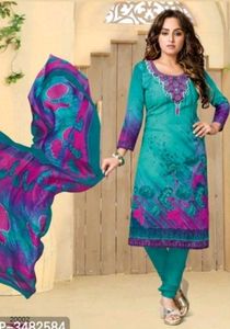 Beautiful printed cotton dress material with Georgette Dupatta