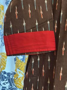 Brown Ikat Print Kurta