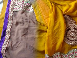 Pure Georgette Lace Work Saree