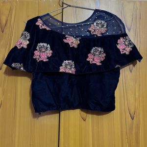 Elegant Embroidered Velvet Blouse