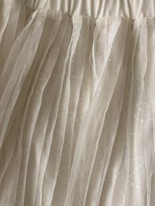 Cream Pleated Tulle Skirt