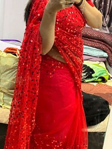 Red Partywear Saree