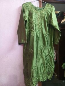 Green Embroidered Kurta Set