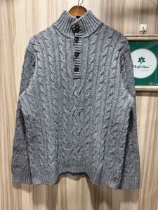 GAP Grey Cable Knit Mock Neck Sweater