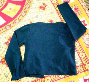 Full Sleeve Navy Blue Coaty Jacket Top