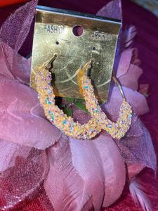 Combo Of Two Beautiful Shimmery, Pink Circle Earri