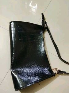 Black Croc Shoulder Bag
