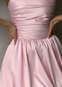 Baby Pink Solid Gathered Tube Mini Dress