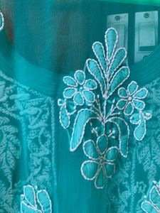 Aqua Chikankari Kurti