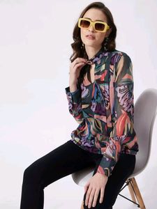 Chiffon Pleated Floral Pink Top