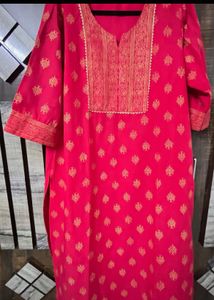 Red Printed Kurta and floral dress