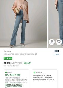 full length flared blue jeans