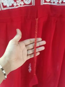 Red Embroidered Kurta