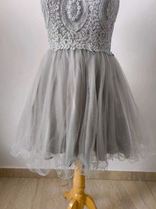 Grey Lace &amp; Tulle Party Dress