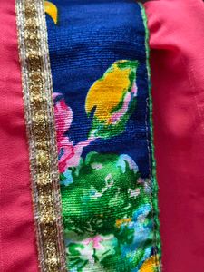 Floral Border Peach Saree