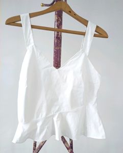 Stradivarius White Peplum Crop Top