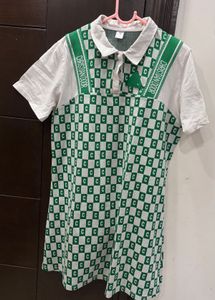 Green Checkerboard Mini Dress