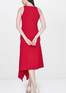 AND Women Red Solid Paneled A-Line Dress