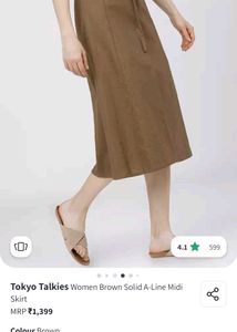 Brown A-Line Midi Skirt