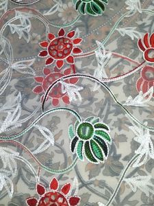 Beautiful White Net Dupatta With Embroidery