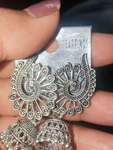 Silver Jhumka Earrings