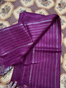 Purple &amp; Silver Sari Fabric