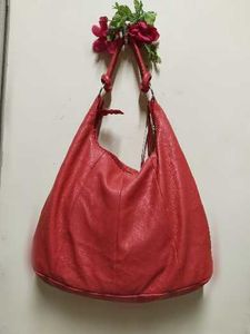 Red Leather Hobo Bag imported quality