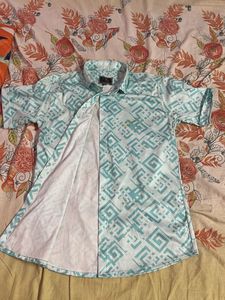 Patterned Short Sleeve Button-Down