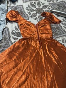 Rustic Brown Satin Dress