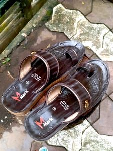 M Mark Brown Leather Slippers