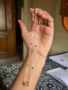 Sparkling Green Bangle Set with 2 neck chains