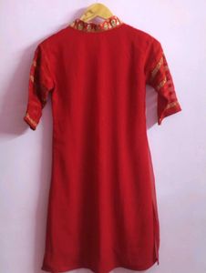 Red Tunic Dress with Gold Detail
