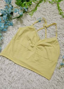 Yellow Lace Trim Cami Top