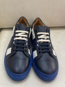 Stylish Blue &amp; White Leather Sneakers