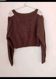 H&amp;M Brown Argyle Crop Cardigan.