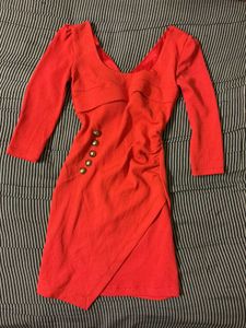 Chic Coral Bodycon Mini Dress
