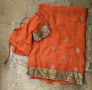 Elegant Orange Saree