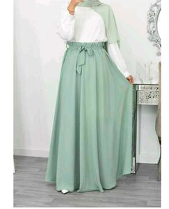 Modest White Blows+ Sage Green Maxi Skirt