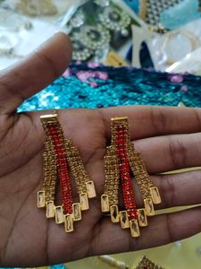 2 Sets Of Red &amp; Gold Beaded Necklace