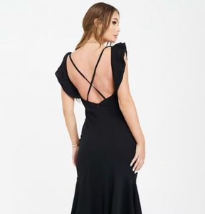 Frill-Layered Black Dress